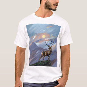 Camiseta Escala en la montaña a la luz de la luna - pintura