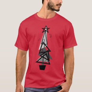 Camiseta Escala gris del árbol de Navidad de mediados de si