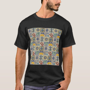 Camiseta Escala media de patrón de baldosas mediterráneas c