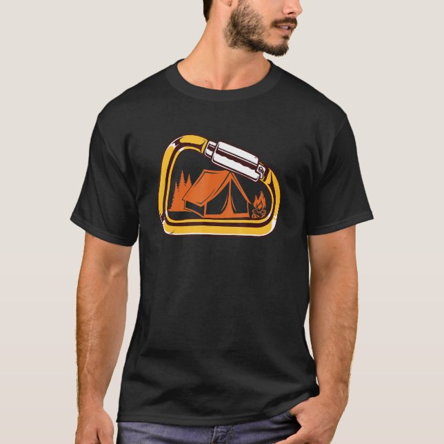 Camiseta Escalada de la Roca de Fogata Carabiner Camping (Anverso)