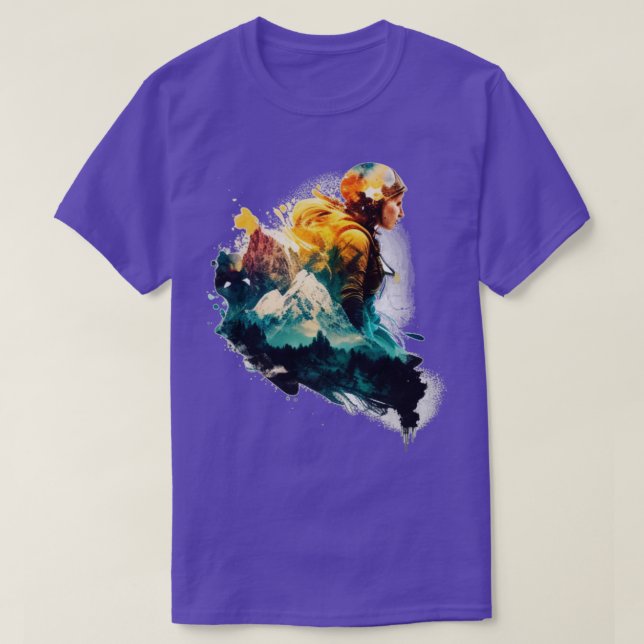 Camiseta Escalada de rock de montaña de color acuático (Diseño del anverso)