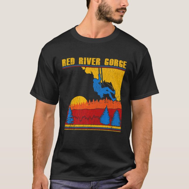 Camiseta Escalada del rock retro de la garganta del río Roj (Anverso)