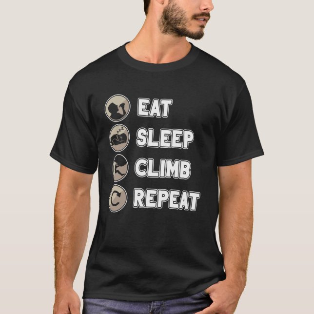 Camiseta Escalada Eat Sleep Climb Repetir escalada Boulderi (Anverso)