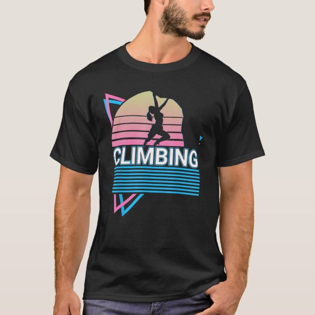Camiseta Escalada Retro del escalador rock (Anverso)