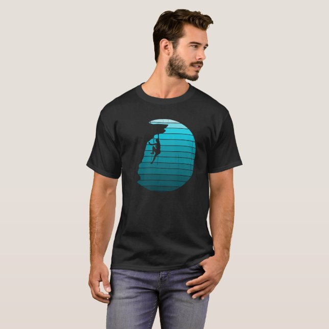 Camiseta Escalada rock y luna azul llena (Anverso completo)