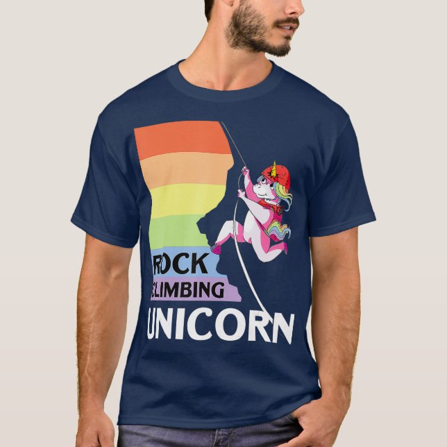 Camiseta Escalador de rock unicornio mágico en ascenso (Anverso)