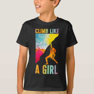 Camiseta Escaladora Como Una Chica Escalada En Roca Montañi