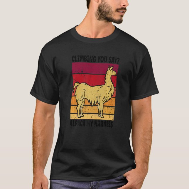 Camiseta Escalando, dice Alpaca My Harness 3 (Anverso)