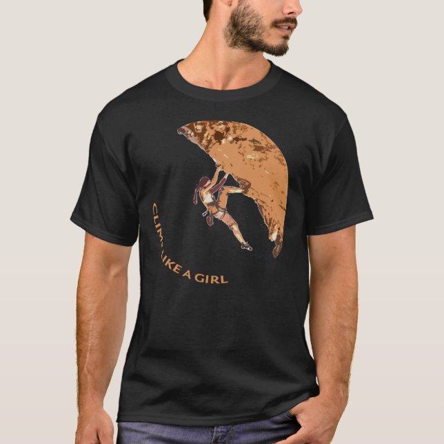 Camiseta Escalar como una roca Chica escalando a rocas roda (Anverso)
