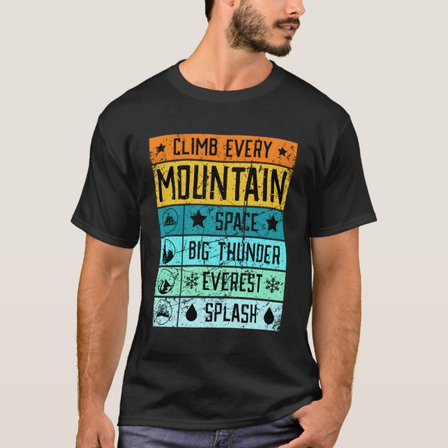 Camiseta Escalar Mt Everes Splash Mountain Space Mountain (Anverso)
