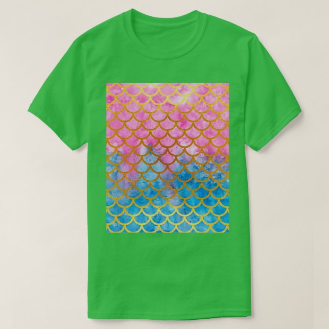 Camiseta Escalas de sirena rosa y azul (Diseño del anverso)