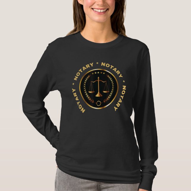 Camiseta Escalas legales notariales Notarize Stamp Sellador (Anverso)