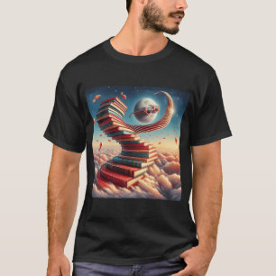 Camiseta Escalera de libros cósmica – Cielo de fantasía sur