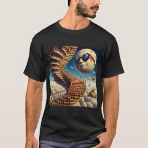 Camiseta Escalera de libros iluminada por la luna – Arte de