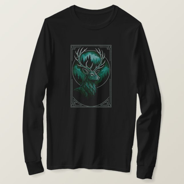 Camiseta Escalera Geométrica Con Antornos Forestales | SOLO (Anverso del diseño)