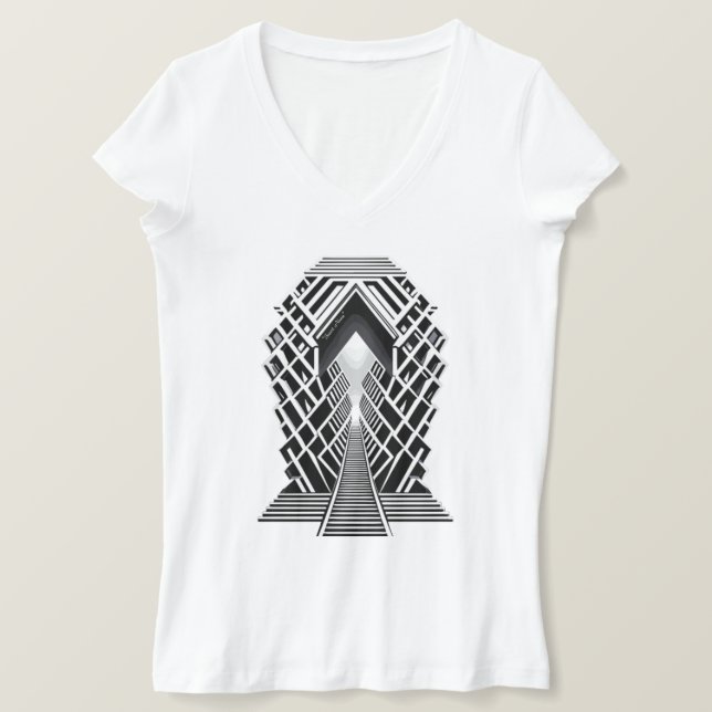 Camiseta Escalera monocromática: Obelisco de los contrastes (Anverso del diseño)