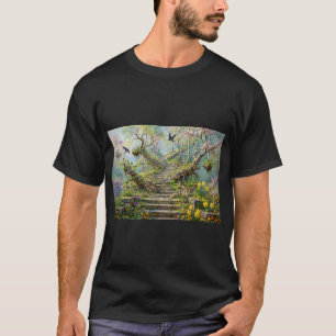 Camiseta Escalera Surrealista de Primavera que se Traga Flo