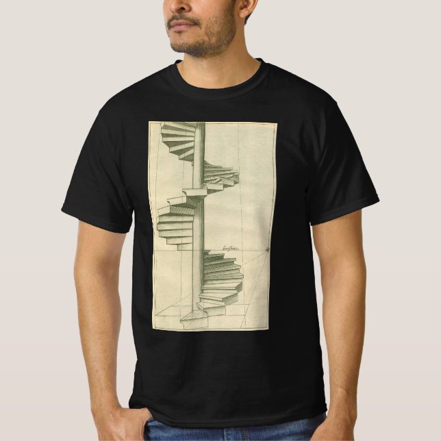 Camiseta Escaleras arquitectónicas vintage, escalera espira (Anverso)