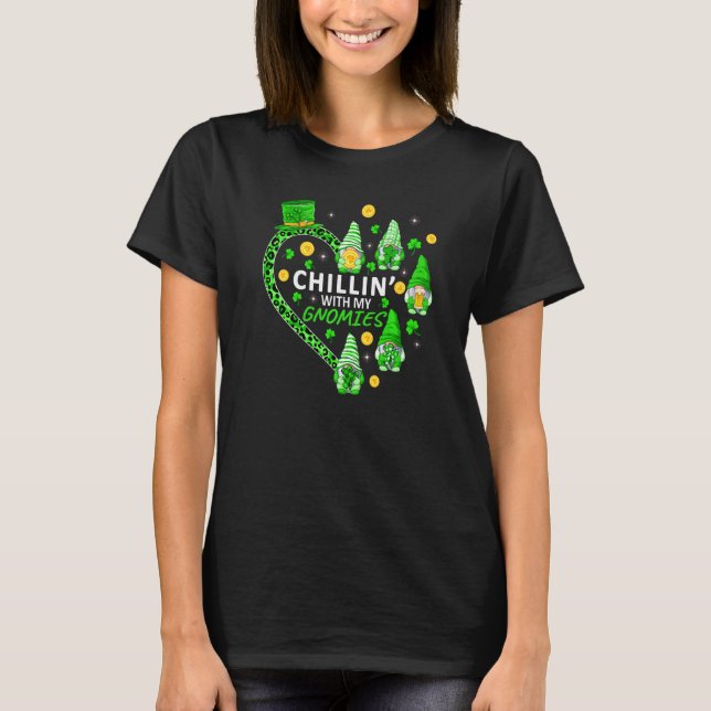 Camiseta Escalofriante Con Mis Gnomies St Patrick S Day Gno (Anverso)
