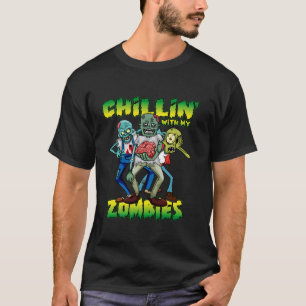Camiseta Escalofriante Con Mis Zombies Niños Halloween Gráf