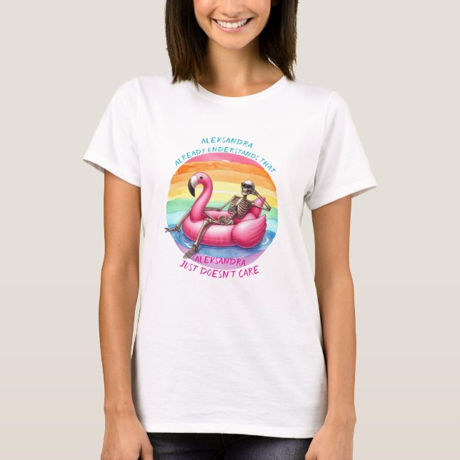 Camiseta Escalofríos De Esqueleto En Flamingo (Anverso)