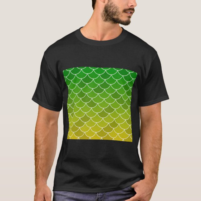 Camiseta Escamas de pez amarillo verde (Anverso)