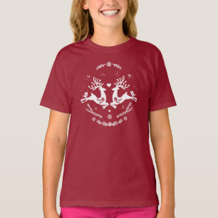 Camiseta Escándalo festivo lindo Navidad blanco rojo venado