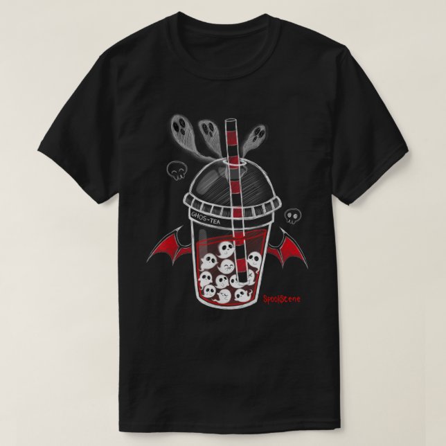 Camiseta Escándalo Ghos-Tea Spooky Boba Emo Gótico Alt Rojo (Diseño del anverso)