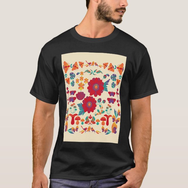 Camiseta Escándalo rojo Beige Flor Étnica de otoño Cae Mi (Anverso)