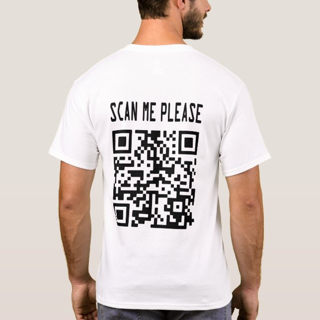 Camiseta Escanéame por favor código QR - Sonríe, es gratis (Reverso)