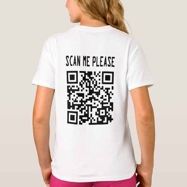 Camiseta Escanéame por favor código QR - Sonríe, es gratis (Reverso)