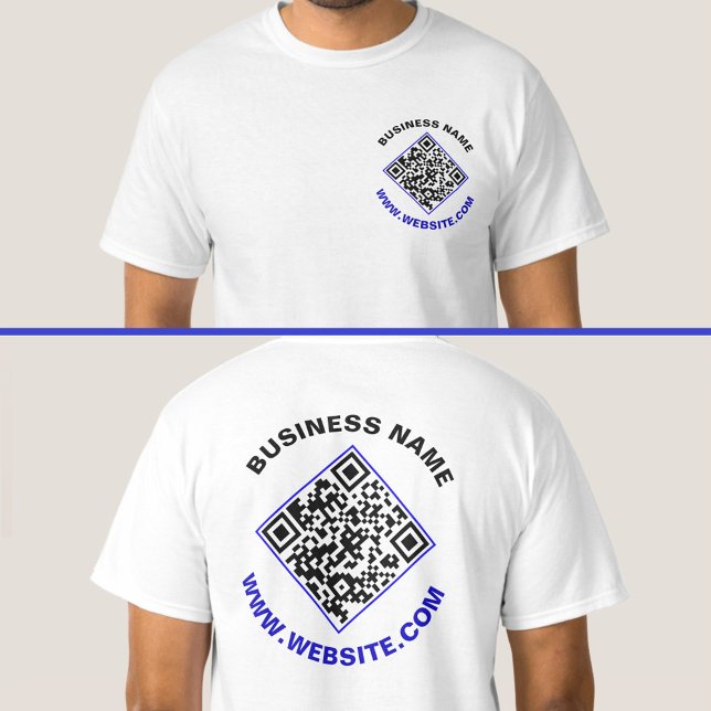 Camiseta Escaneame Promocional. Código QR Personalizado par (Custom Mens Business QR Code Scan Me Back Print TShirt)