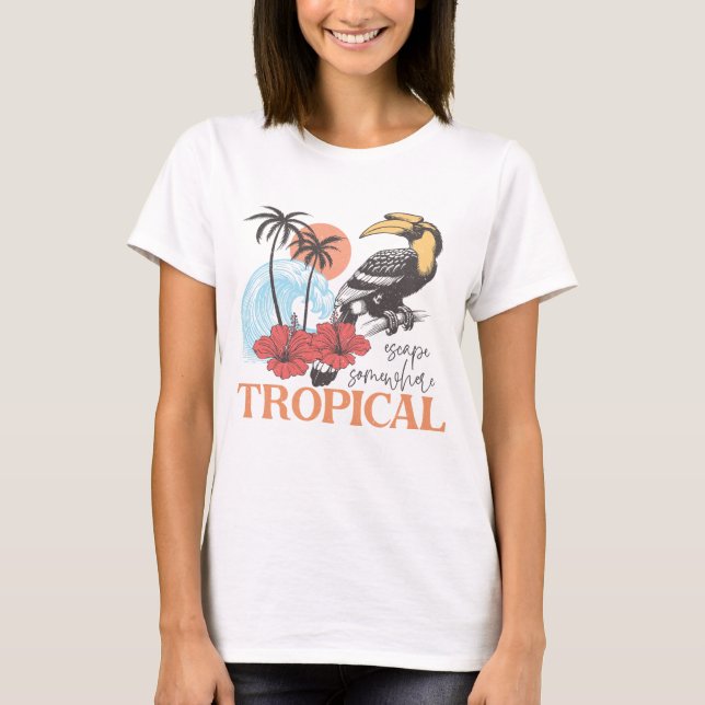 Camiseta Escapa a algún lugar tropical  (Anverso)