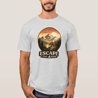 Camiseta Escapa del Ruido – Estética de Aventura de Montaña