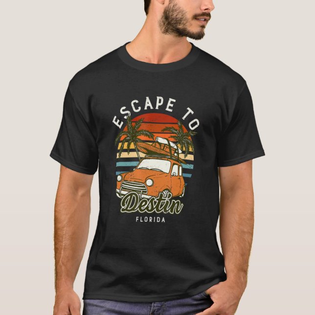 Camiseta Escape A Destin Beach Florida Ocean Fl Summer Vac (Anverso)