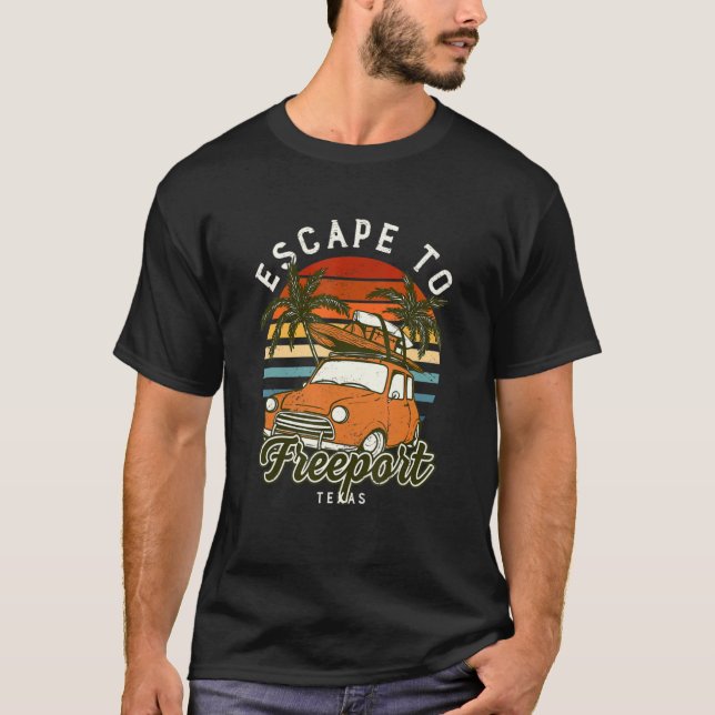 Camiseta Escape A Freeport Beach Texas Ocean Tx Summer Vac (Anverso)