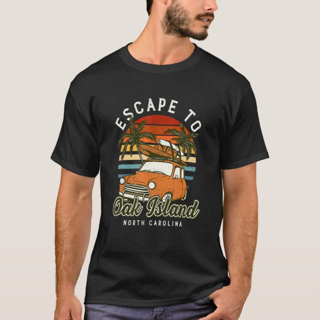 Camiseta Escape A Oak Island Beach North Carolina Ocean Nc (Anverso)