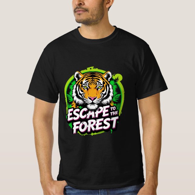 Camiseta Escape al tigre forestal (Anverso)