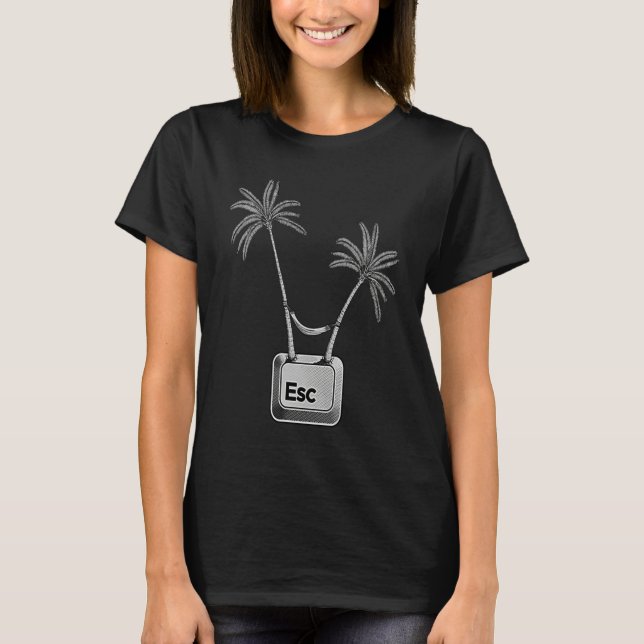 Camiseta Escape Button Vacation Palm Tree (Anverso)