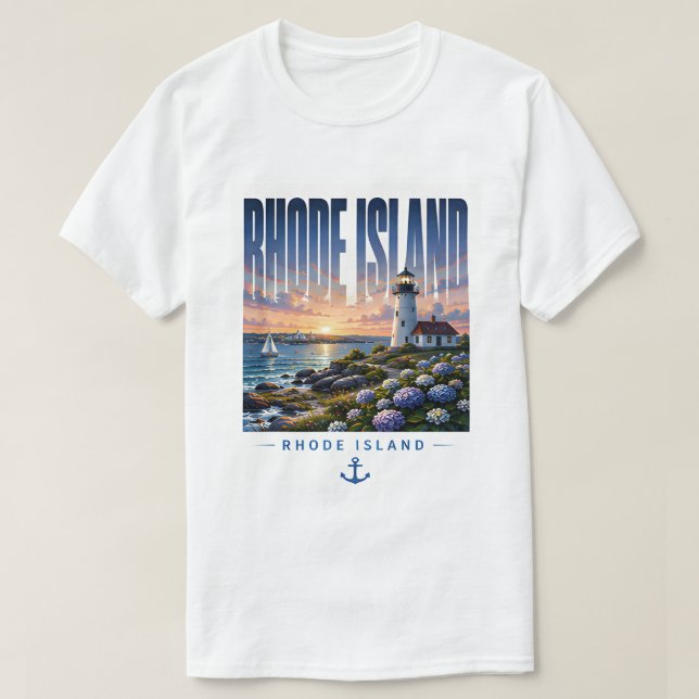 Camiseta Escape costero del faro de Rhode Island (Diseño del anverso)