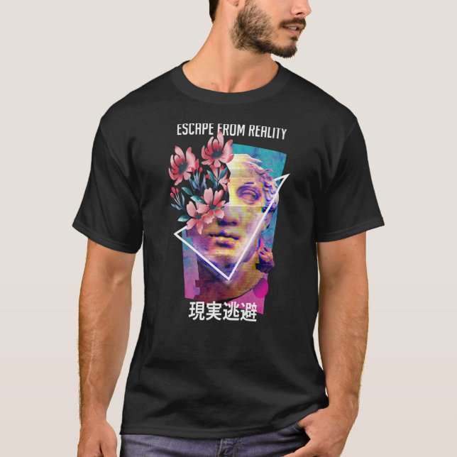 Camiseta Escape de la realidad de vaporwave estético japoné (Anverso)