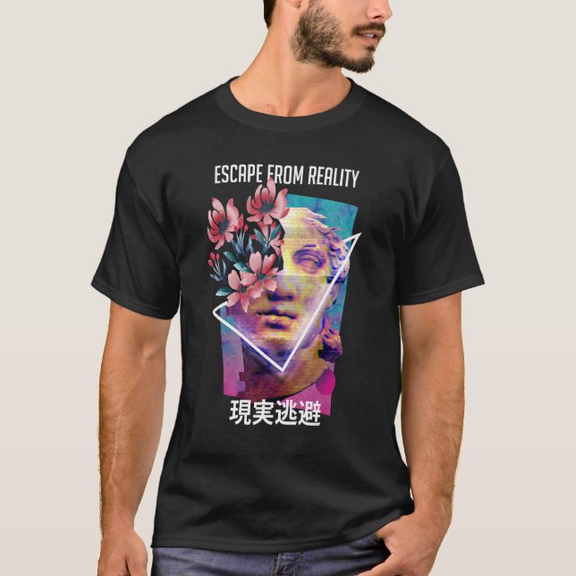 Camiseta Escape de la realidad de vaporwave estético japoné (Anverso)