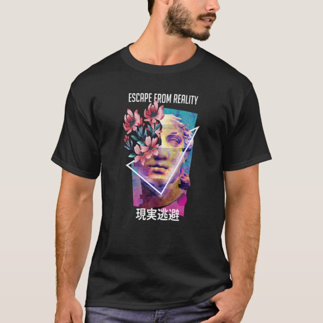 Camiseta Escape de la realidad de vaporwave estético japoné (Anverso)