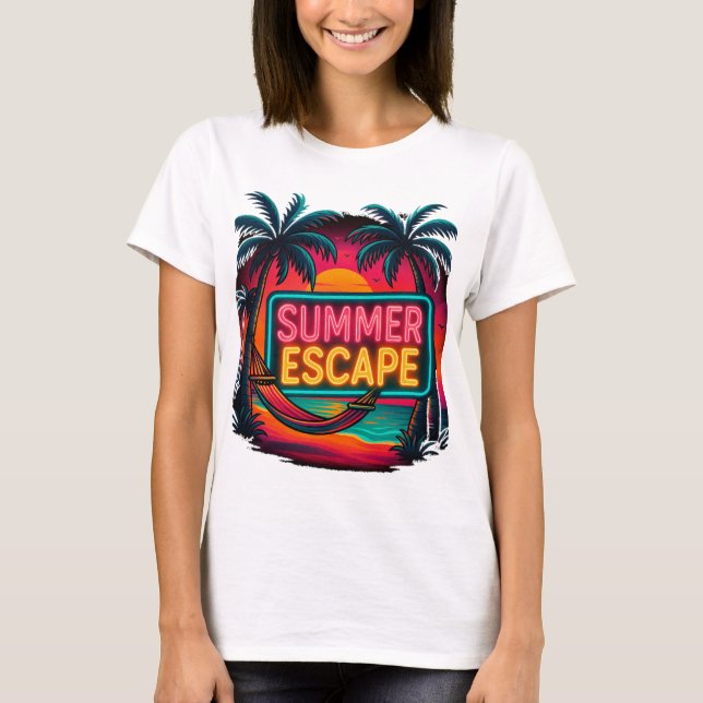 Camiseta Escape de verano interminable - Aventura Retro Sun (Anverso)