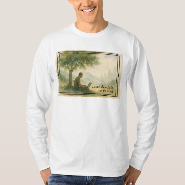Camiseta Escape del trabajo remoto digital Nómada cubículo (Anverso)