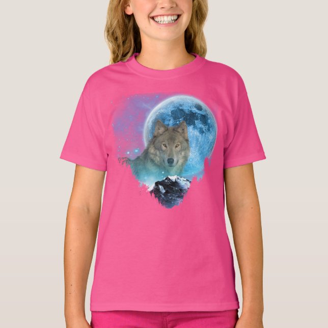 Camiseta Escape lúdico completo del lobo de madera gris (Anverso)
