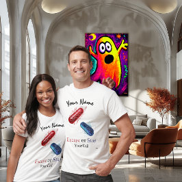 Camiseta Escape or Stay - Red and Blue Pill Cyberpunk Art