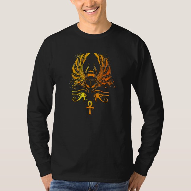 Camiseta Escarabajo de queso con glifos Escarab egipcio (Anverso)