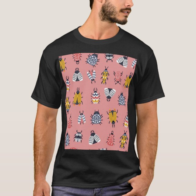 Camiseta Escarabajos Bugs Escandinavos Patrón Infantil (Anverso)