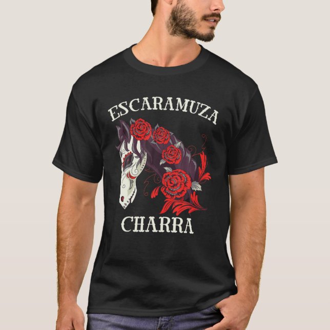 Camiseta Escaramuza Charra Caballo Mujeres Mexicanas Cráneo (Anverso)
